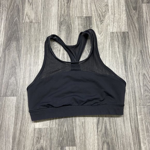 LULULEMON Scoop Neck Mesh Front Panel Black Sports Bra Women's Size 4 - Picture 3 of 10